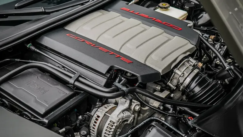 Spotless detailed engine bay of a C7 Corvette after an engine bay detail by After Hours Car Detailing