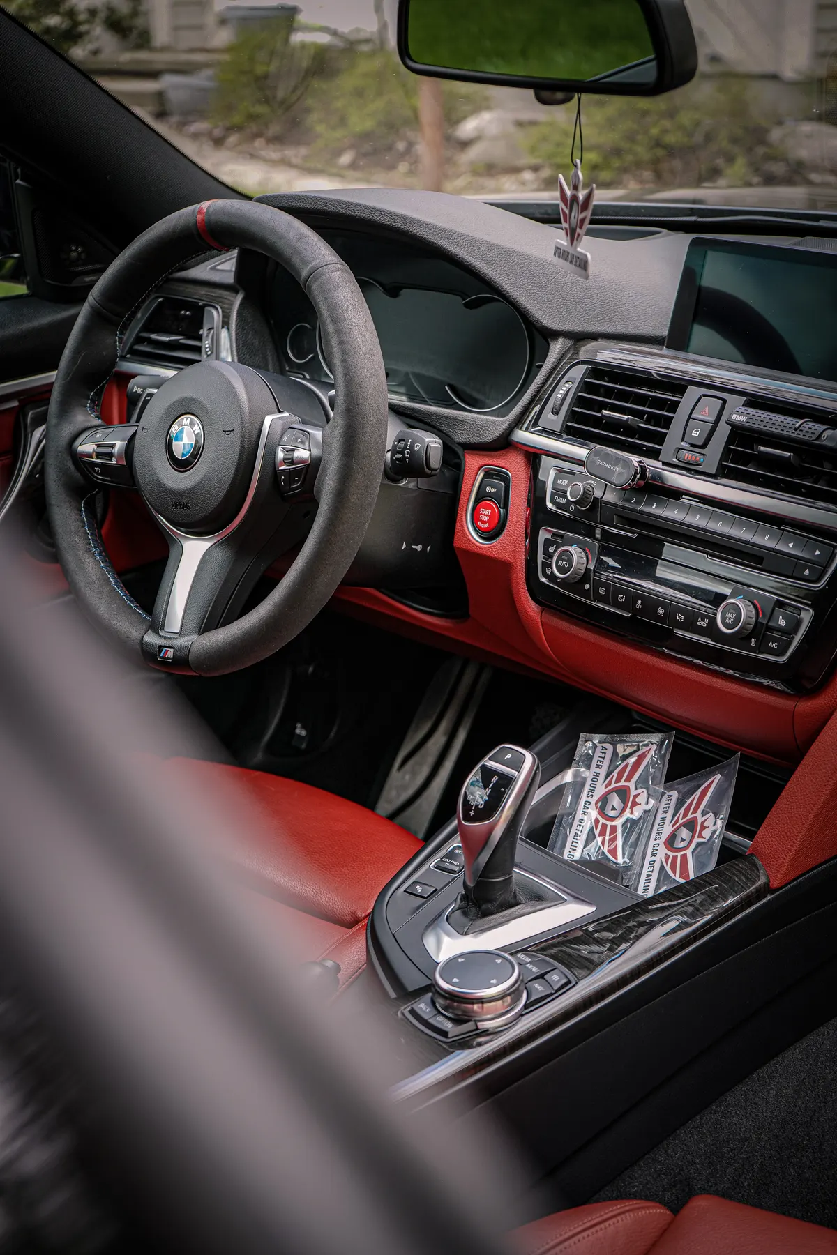BMW M red leather interior detailed
