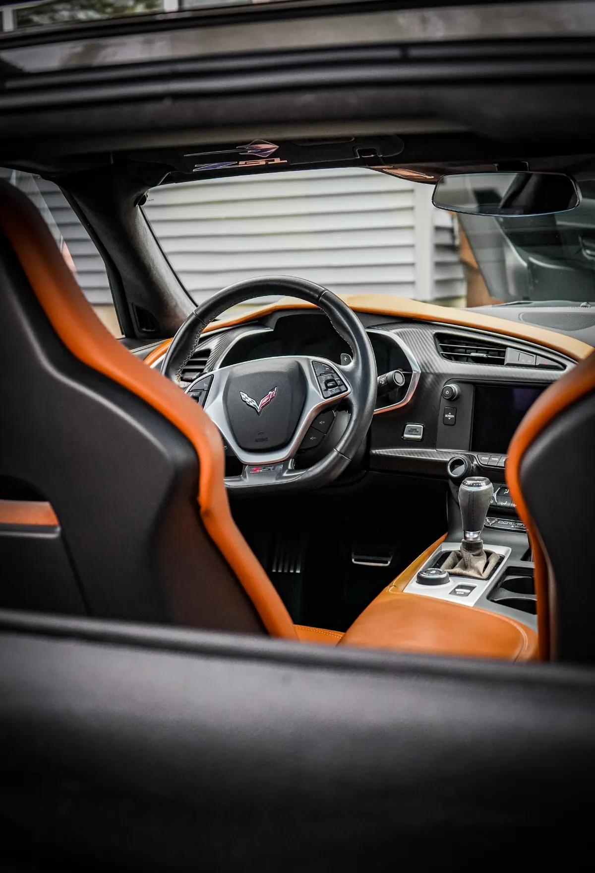 Corvette tan and black interior detailed
