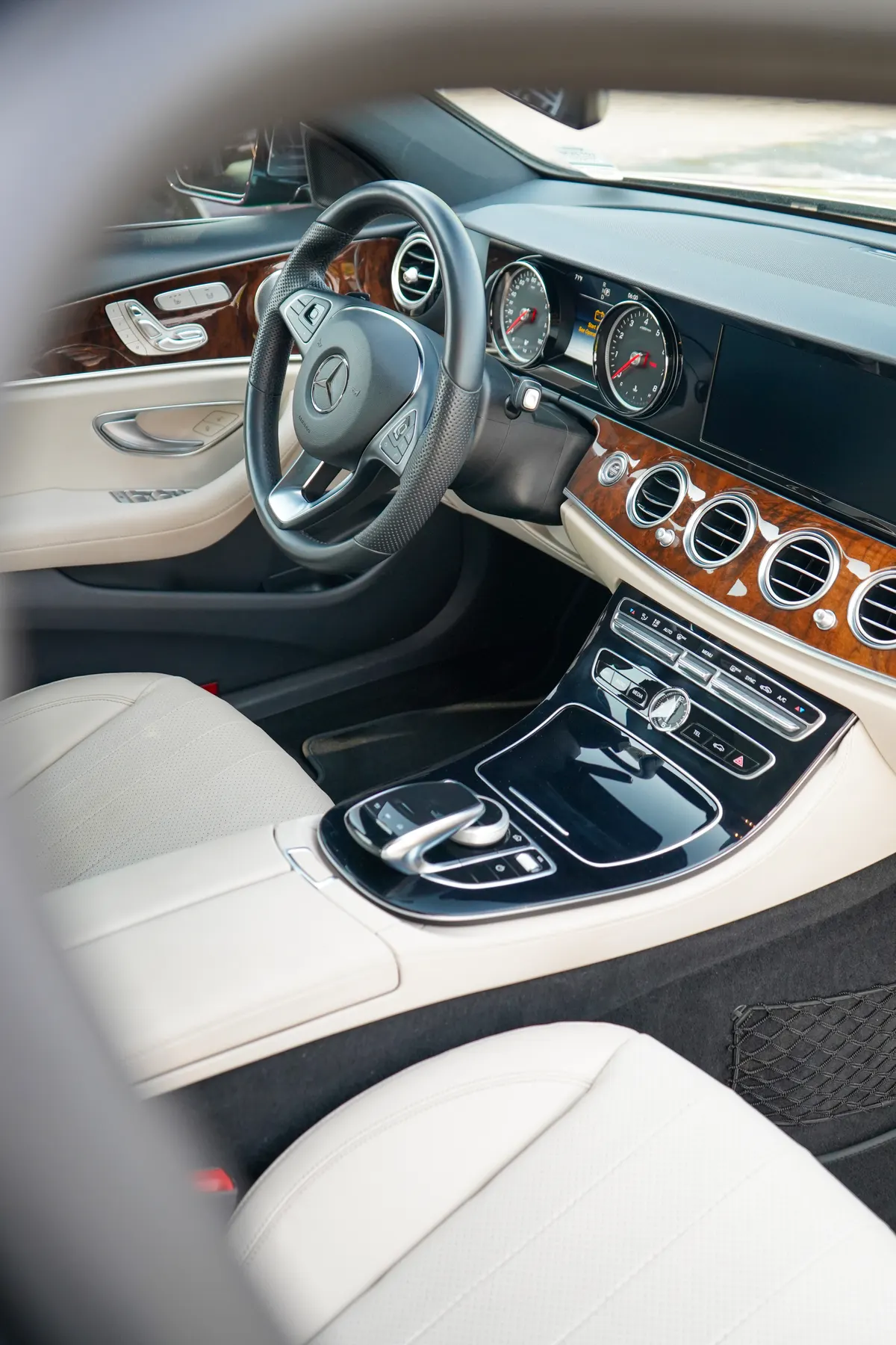 Mercedes cream leather interior detailed